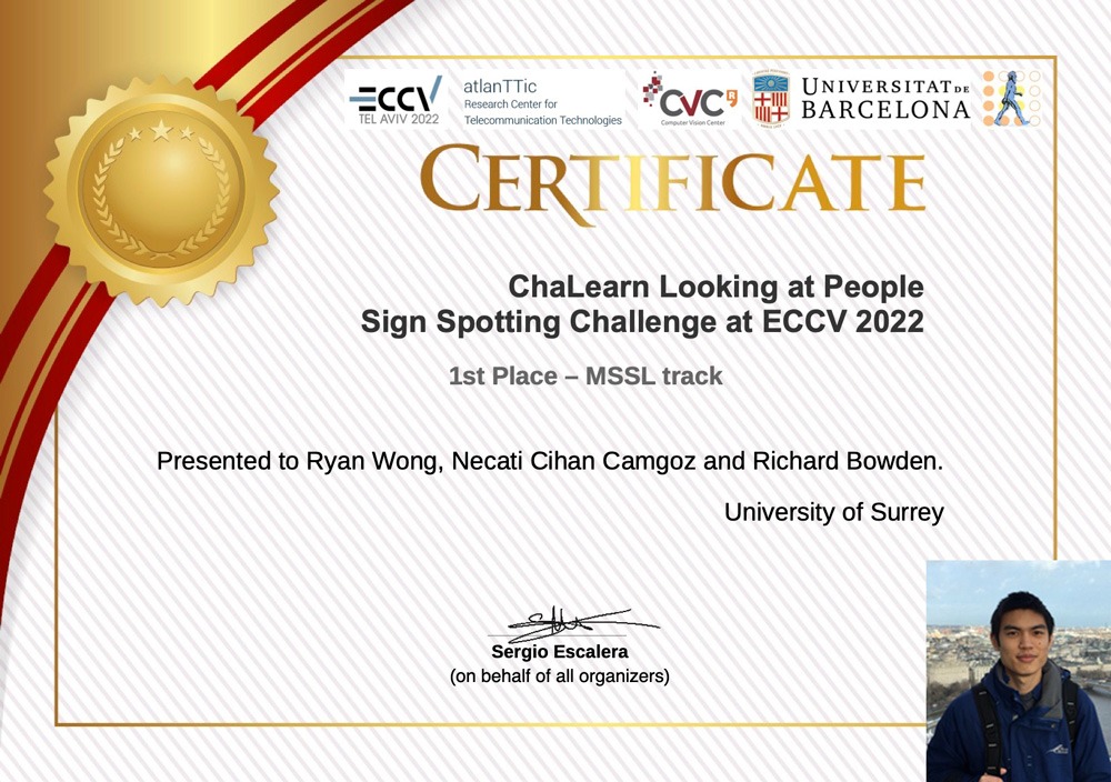 EASIER at ECCV - Sign Spotting Challenge: MSSL certificate - Ryan Wong