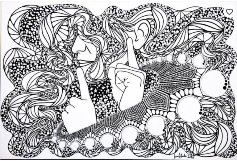 Deaf is Everything. (2016) By Jennifer Tandoc Black Micron Pens, 20in x 30in